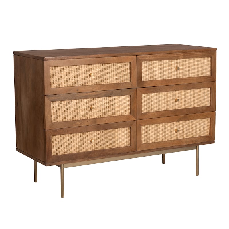 Curtis Solid Wood 6-Drawer Dresser - Walnut
