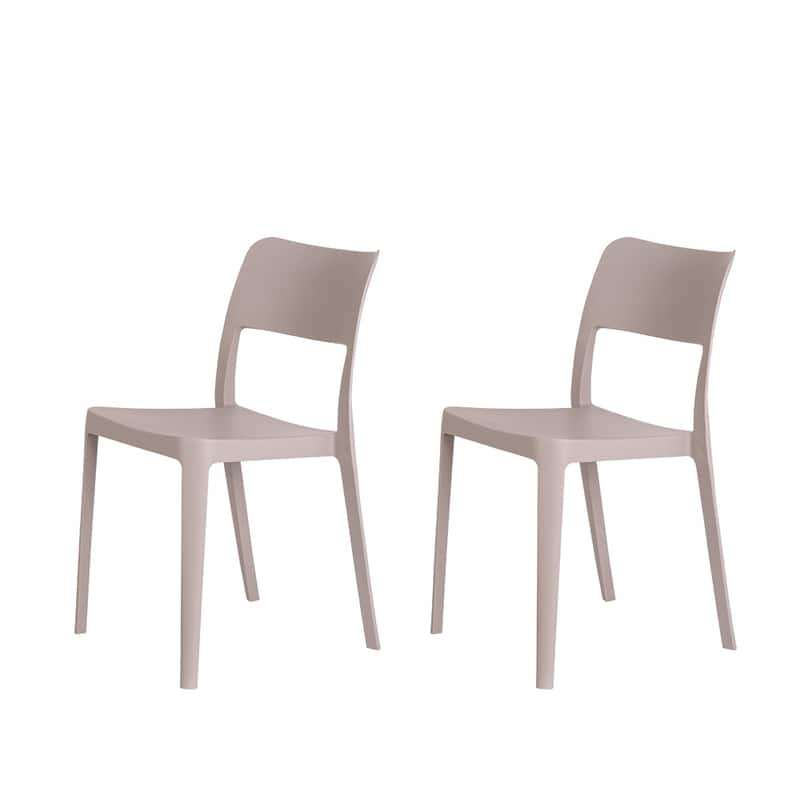 La Vie Resin Stackable All Weather Armless Chair, Set of 2 - Taupe