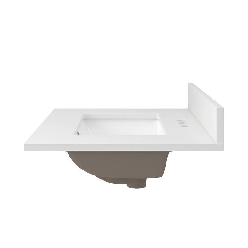 CRAFT + MAIN QZ25224R 25" Quartz Vanity Top with Backsplash and