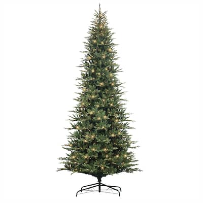 Puleo International 10 ft. Pre-Lit Slim Balsam Artificial Fir Tree
