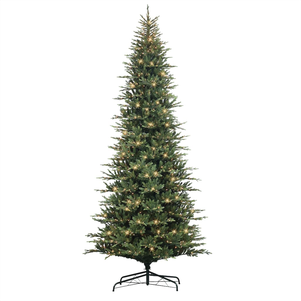 Puleo International 10 ft. Pre-Lit Slim Balsam Artificial Fir Tree