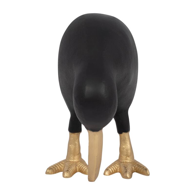 Decorative Metal Kiwi Bird Figurine Sculpture - Black & Gold