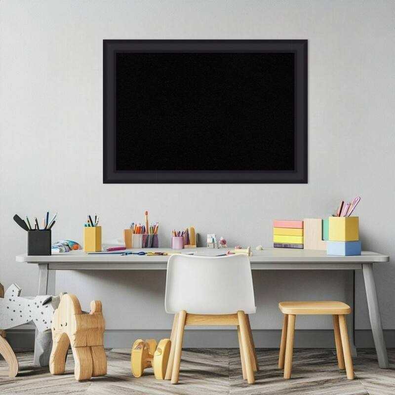 Oliver Black Narrow Wood Framed Cork Board - Bulletin Board, Organization Board, Pin Board