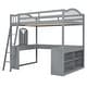 preview thumbnail 5 of 16, Full Wood Loft Bed with U-shaped Desk and Compartments, Grey