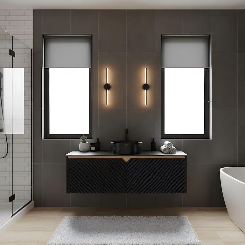 Wall-mounted Bathroom Vanity with Round Vessel Basin