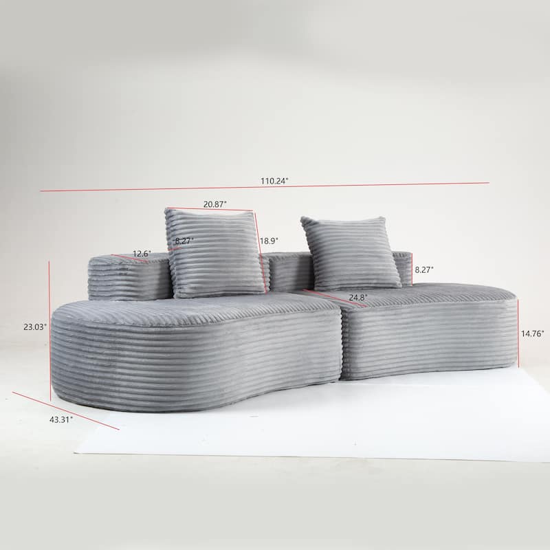 Moon Bay Lounge Couch Curved Sectional Sofa Corduroy Compressed Sofa