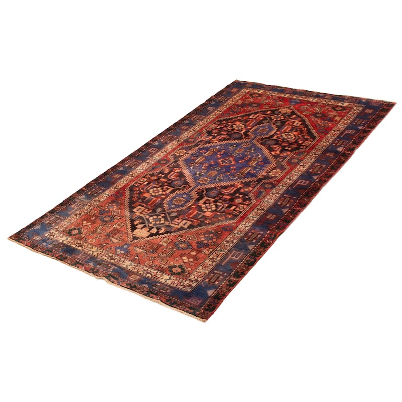 ECARPETGALLERY Hand-knotted Andelz Black, Red Wool Rug - 4'10 x 9'1