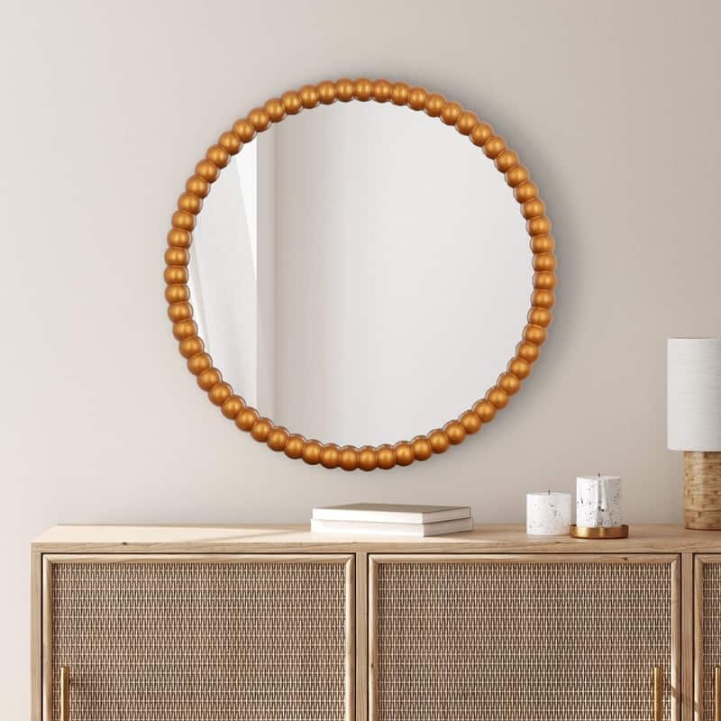 Signature Farmhouse Beaded Round Wall Mirror