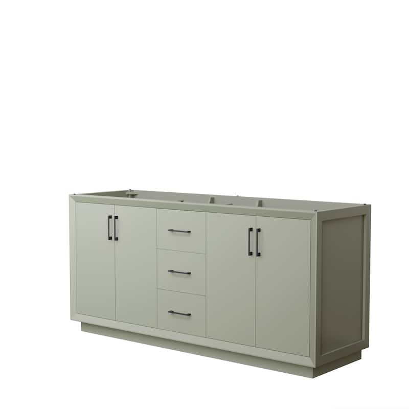 Strada 72-Inch Double Vanity Cabinet - Light Green, Matte Black Trim, No Top