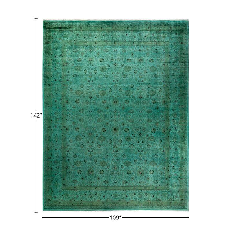 Fine Vibrance, One-of-a-Kind Hand-Knotted Area Rug - Green, 9' 1" x 11' 10" - 9' 1" x 11' 10"