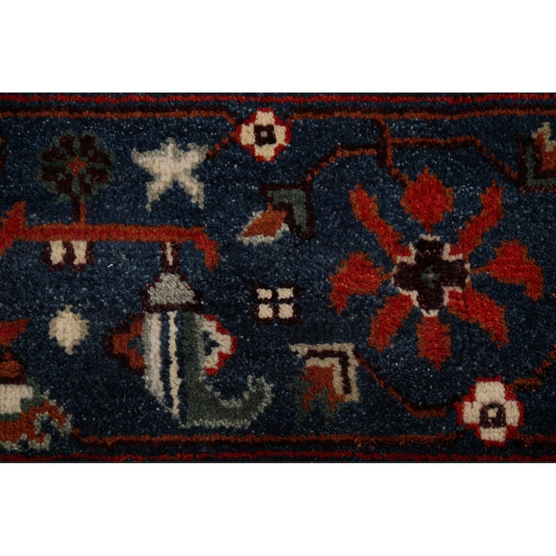 Geometric Red Heriz Serapi Oriental Area Rug Handmade Wool Carpet - 8'10"x 12'0"