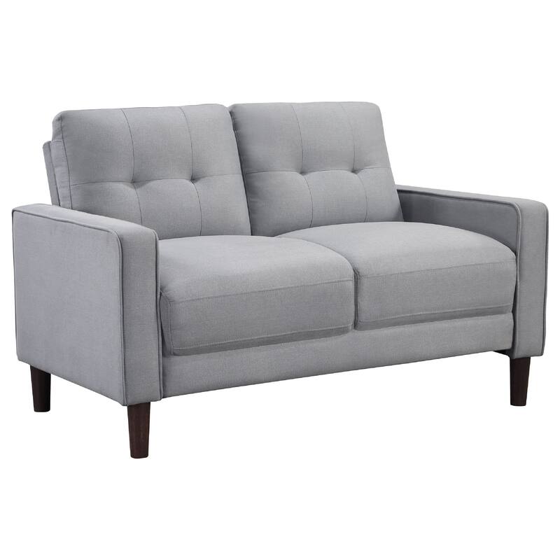 Bow 3pc Sofa Set with Track Arms and Tapered Legs, Gray Grid Tufted Fabric