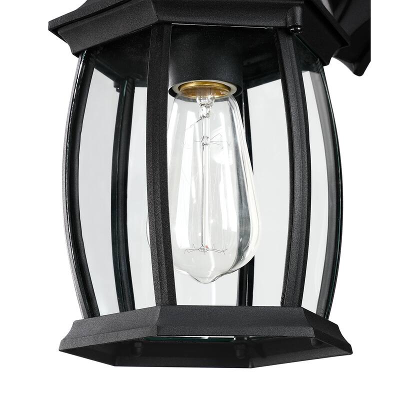 1- Light Textured Black Wall Mount Light Outdoor Glass Wall Fixture