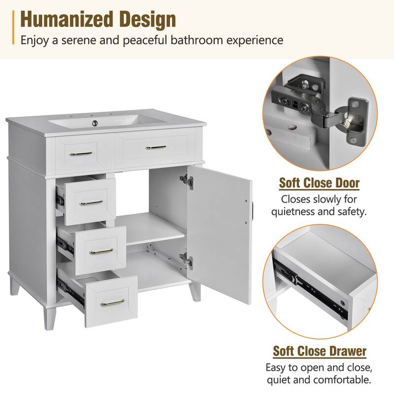 30" Bathroom Vanity with Ceramic Sink