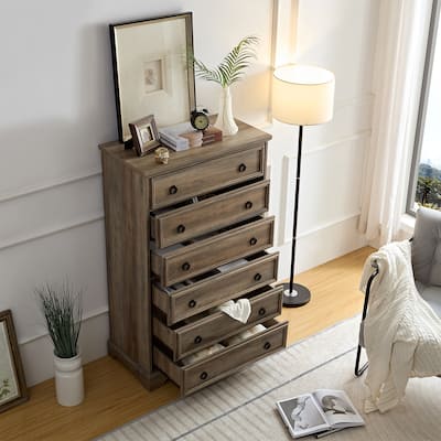 Modern 6 Drawer Dresser for Bedroom, Tall Chest of Drawers Closet Organizers & Storage Clothes