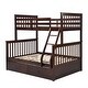preview thumbnail 11 of 23, Twin over Full Size Solid Wood Stairway Bunk Bed with Ladder and Fence for Bedroom