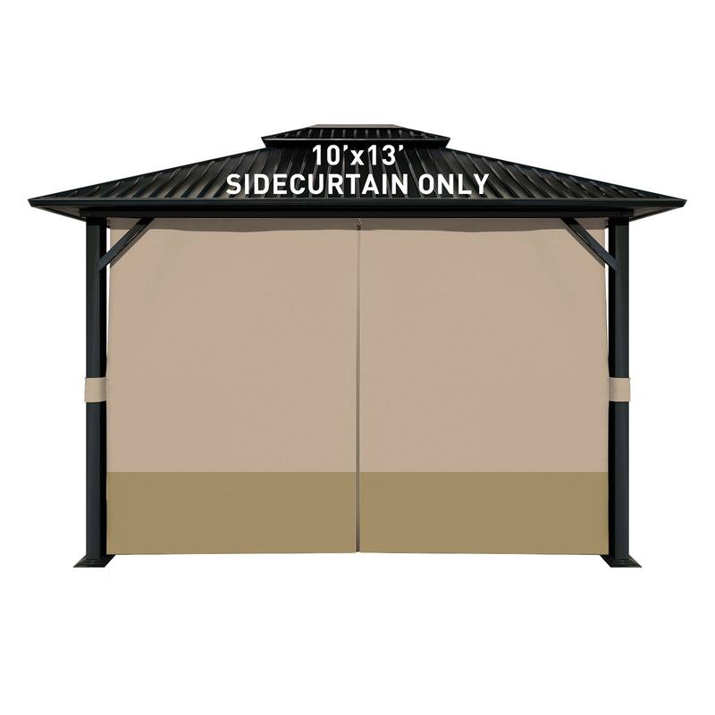 Aoodor Gazebo Curtain Replacement - Universal 4-Panel Sidewalls 10' x 13', Curtain Only - 10'x13' - Sand Yellow and Khaki