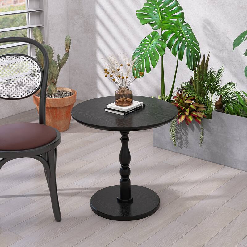 23"Accent Round Table, Round Side Table, Small Table for Small Spaces, Modern Accent Nightstand with Solid Wood Leg