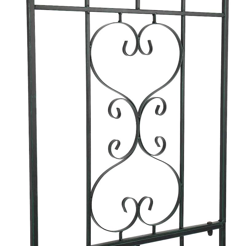 Dark Green Wrought Iron Garden Arch for Climbing Plants Vines or Roses - 46.65” x 22.05” x 87.2" (L x W x H)