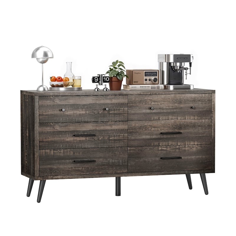 Rustic TV Stand for 65" TV, Entertainment Center with 6 Storage Drawers