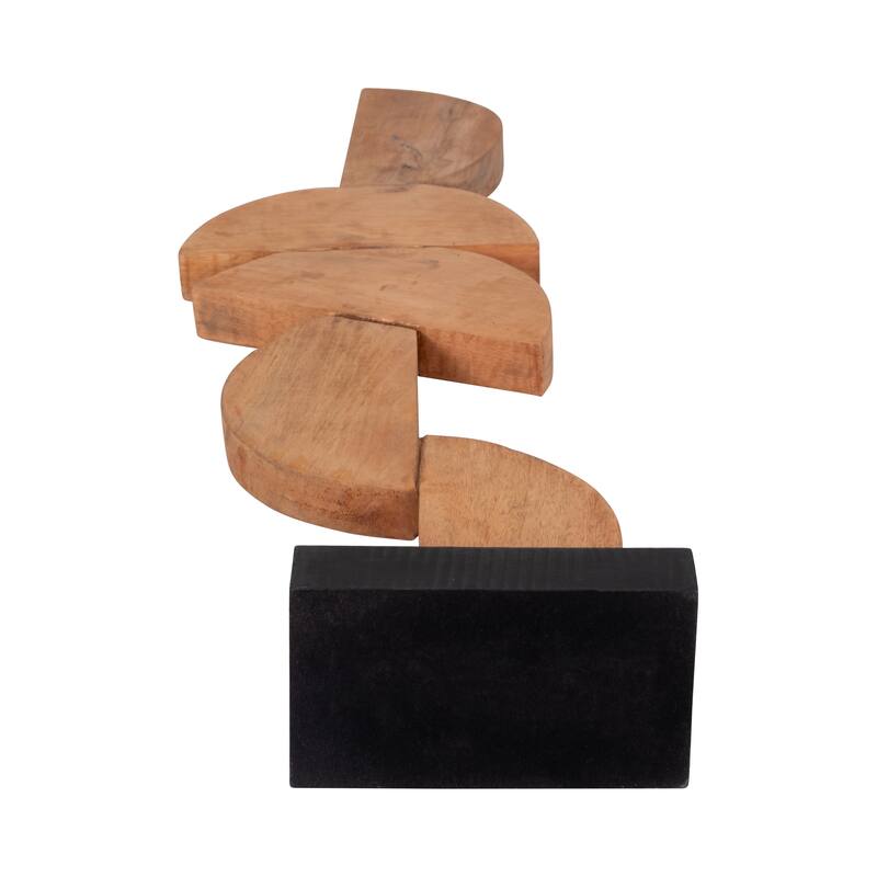 Sagebrook Home Brown Wood Half Circles Stacking Abstract Sculptures
