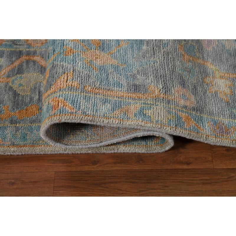 Oushak Indian Area Rug Handmade Transitional Grey Wool Carpet - 8'0"x 9'11"