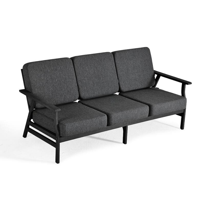 Casual Wood Cushioned 5-Piece Outdoor Patio Conversation Set