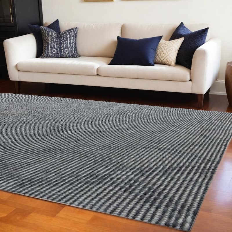 Mucu Geometric Non Skid Woven Area Rug By HomeRoots - 8' x 10' - Gray and Ivory