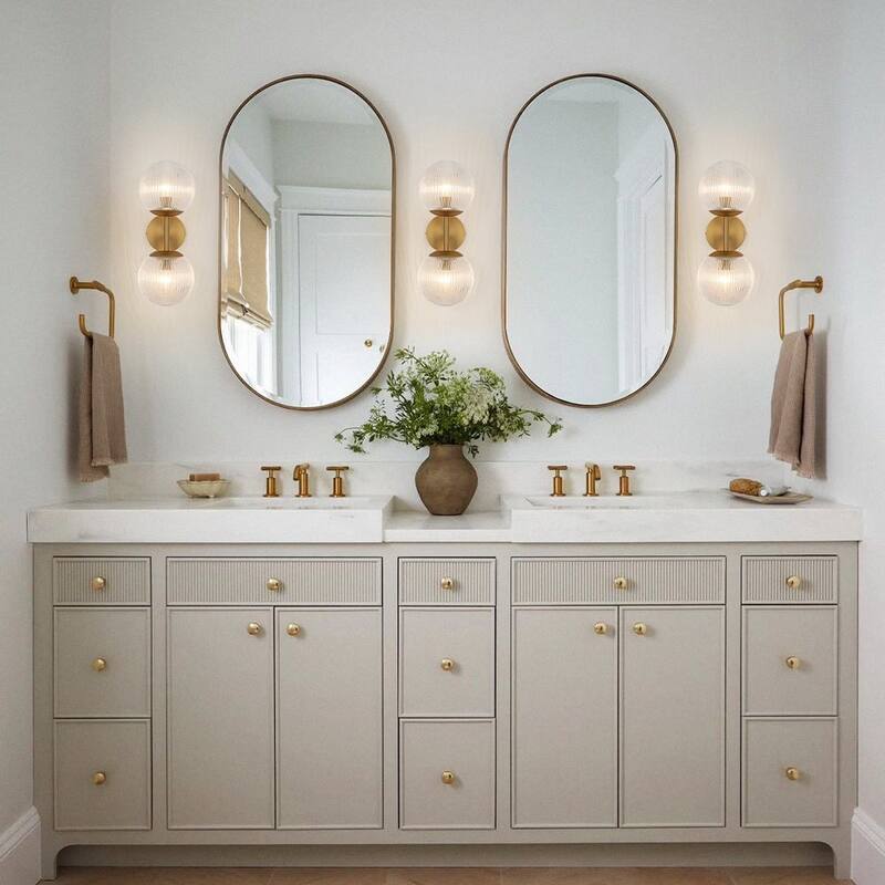 2-Light Chic Modern Dual Ribbed Glass Vanity Light - 6.3 in