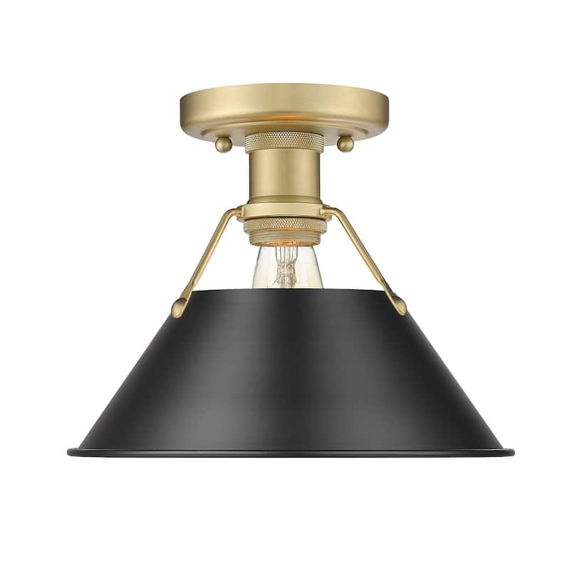 Orwell 1-Light Flush Mount in Brushed Champagne Bronze with Matte Black - Gold