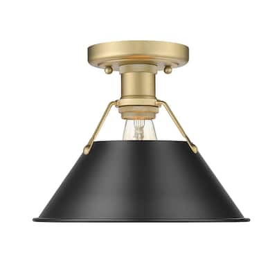 Orwell 1-Light Flush Mount in Brushed Champagne Bronze with Matte Black - Gold