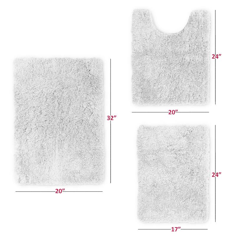 Porch & Den Lorena Shaggy/ Non-slip Rubber Backed Bath Rug Set