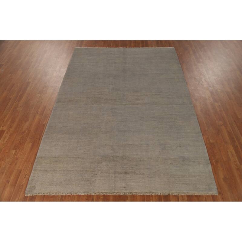 Gabbeh Modern Area Rug Hand-Knotted Stripe Wool Carpet - 6'7"x 9'3"