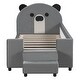 preview thumbnail 4 of 9, Twin Size Upholstered Daybed with Bear Shaped Headboard, Hydraulic System and Breathable Mesh Fence, Gray