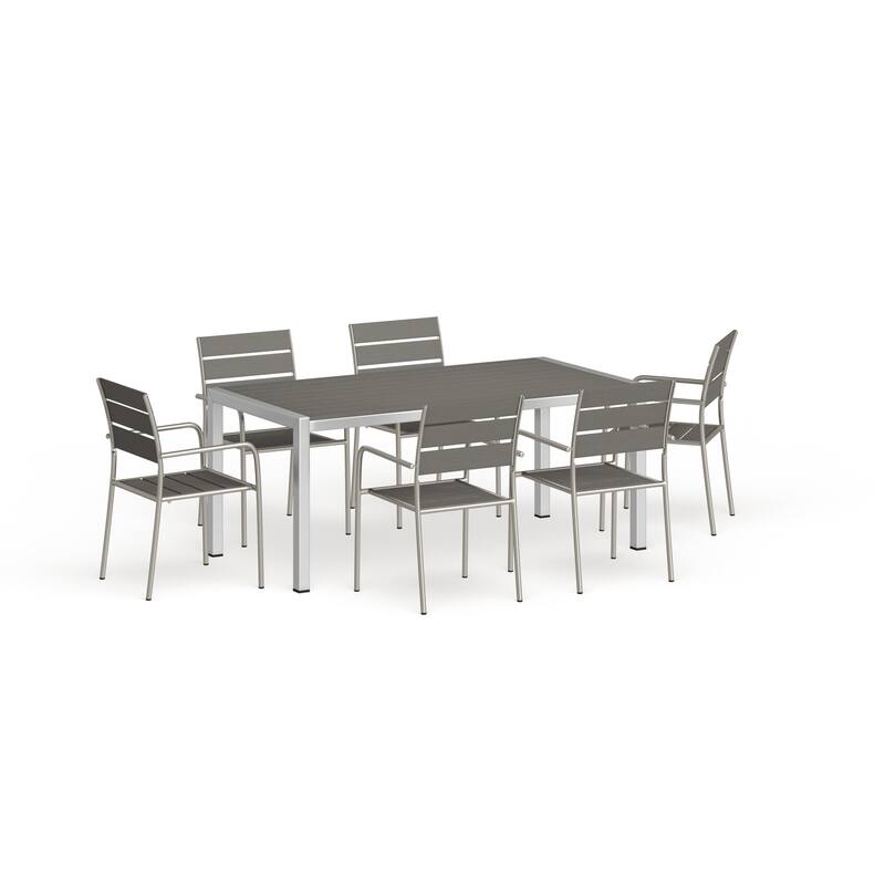 Shore 7 Piece Outdoor Patio Aluminum Dining Set