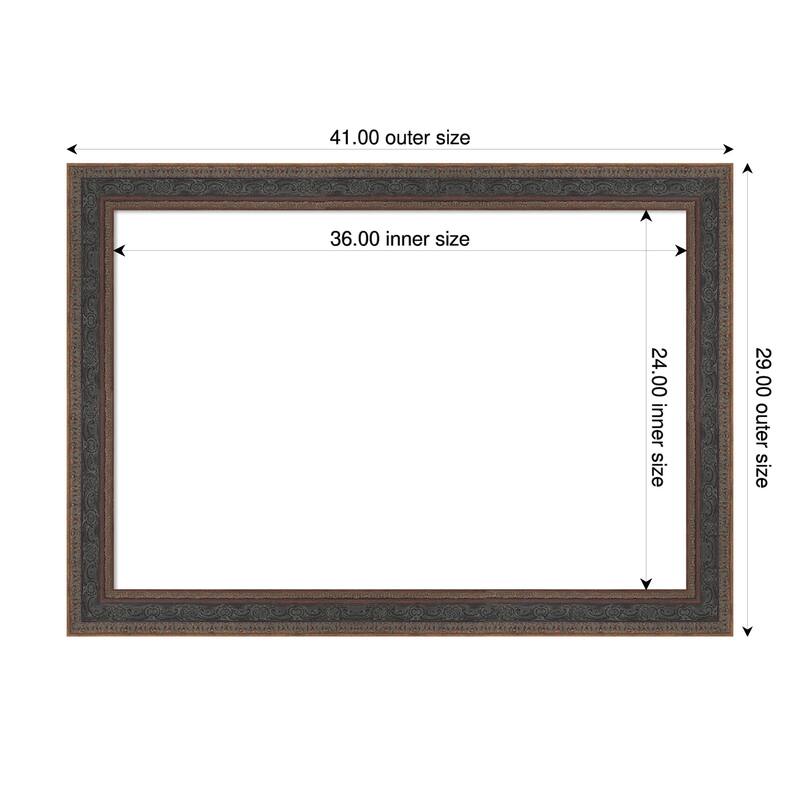 Attic Aged Framed Dry Erase Magnetic Board - 41 x 29 in - Attic Aged Bronze