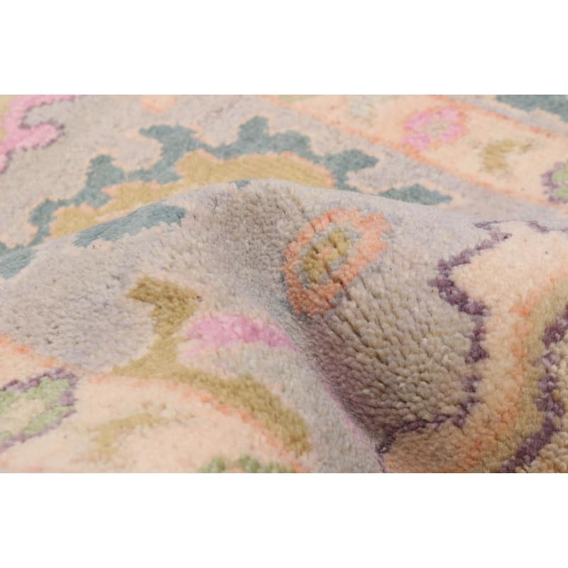 ECARPETGALLERY Hand-knotted Modern Oushak Grey Wool Rug - 2'6 x 9'9