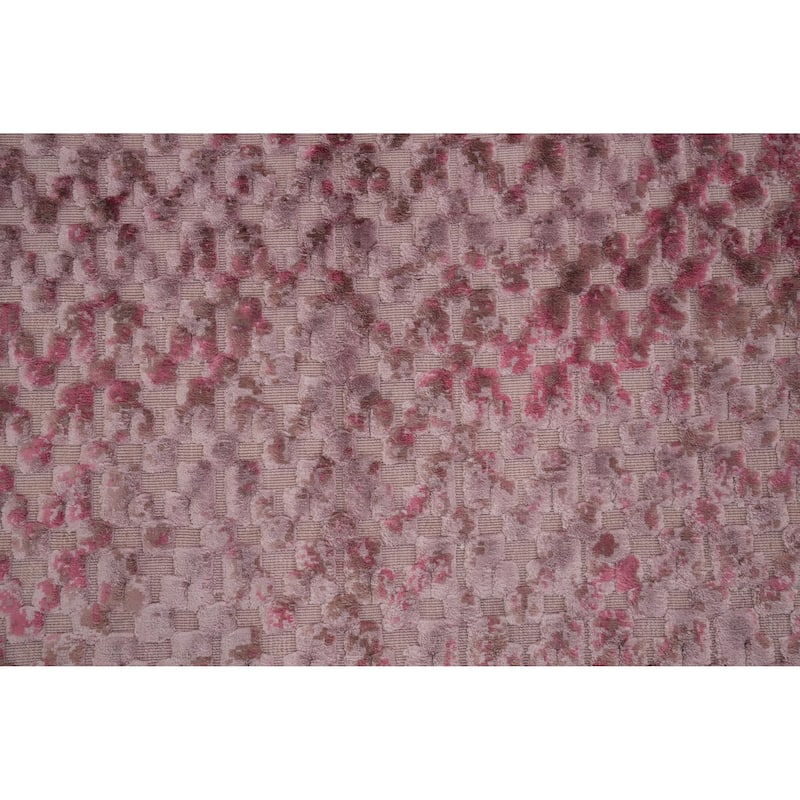 Hand Knotted Oriental Viscose Silk Carpet Modern Geometric Pink Abstract Area Rug - 6' 10'' X 4' 8''