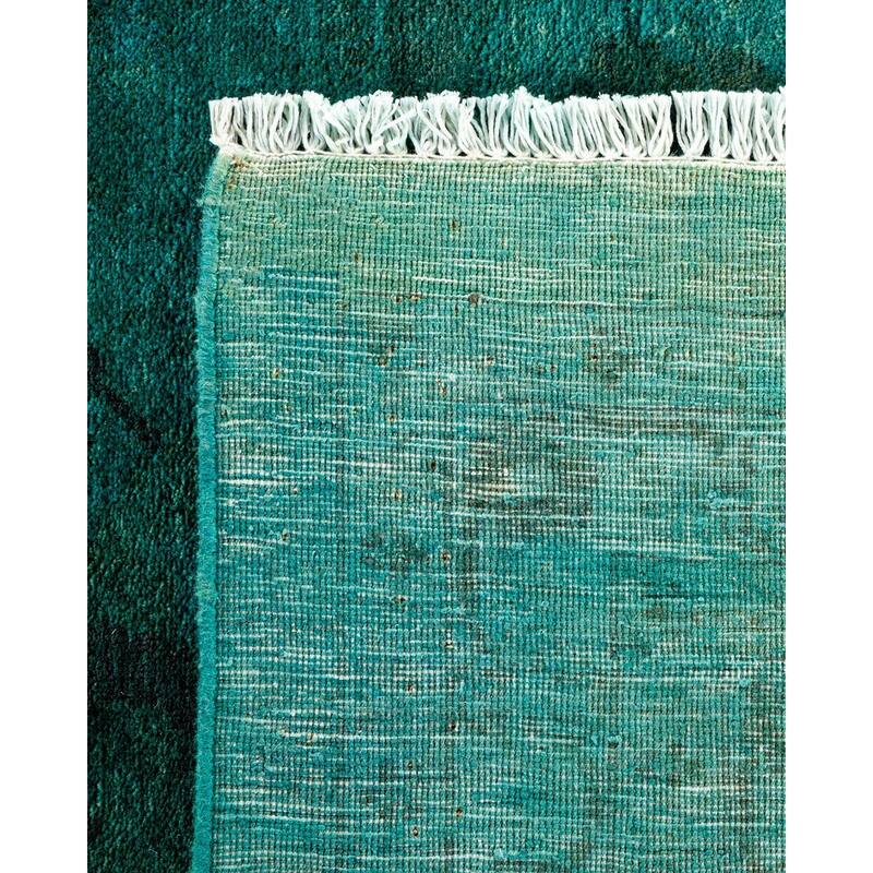 Overton Hand Knotted Wool Vintage Inspired Modern Contemporary Overdyed Blue Area Rug - 12' 5" x 16' 9"