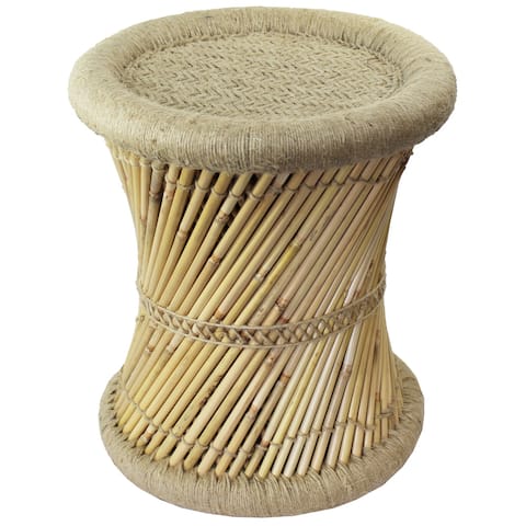 Natural Geo Moray Decorative Handwoven Jute Accent Stool
