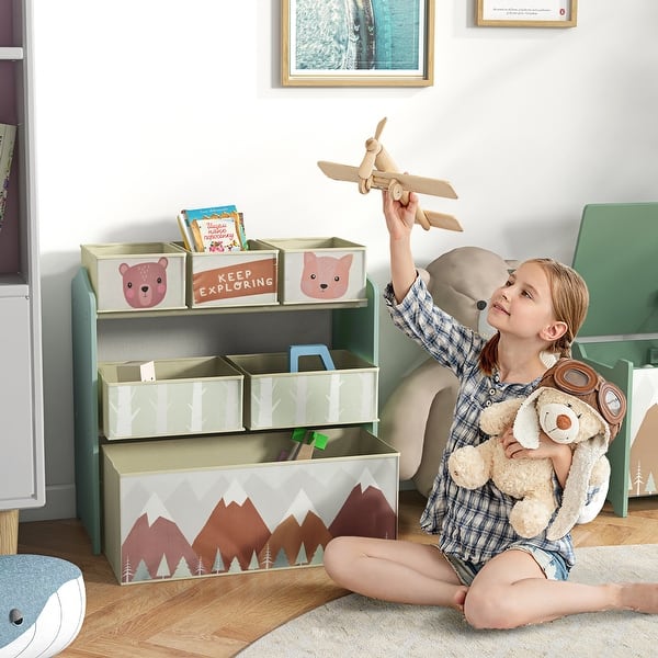 slide 2 of 8, Kids Toy Storage Organizer Green