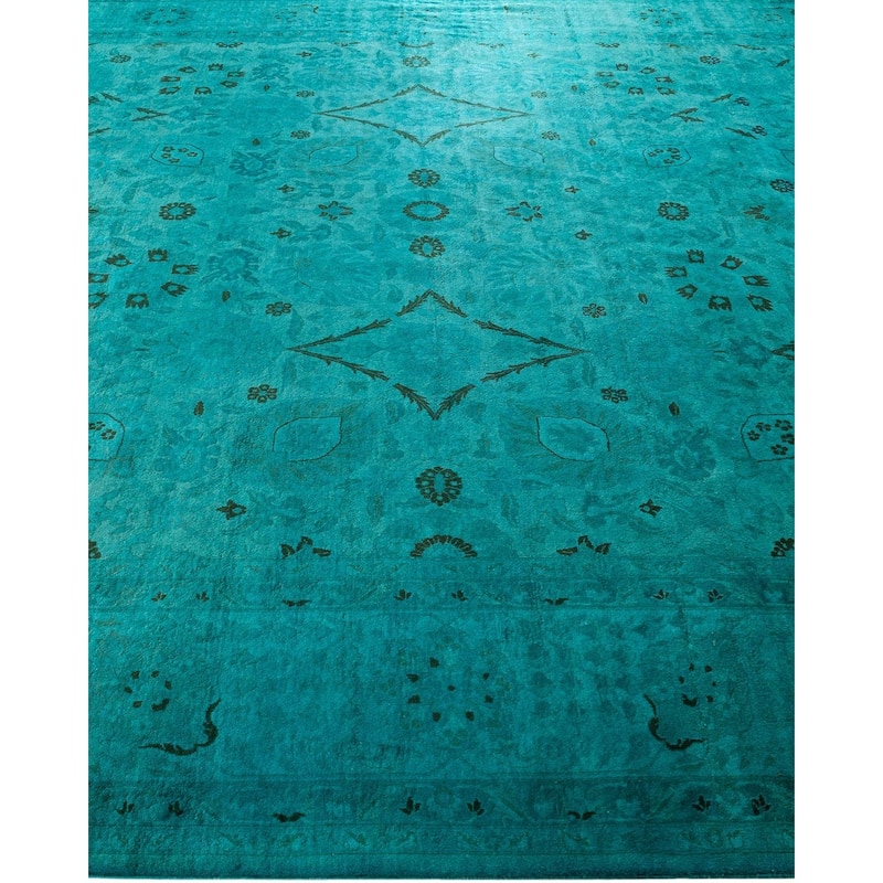 Fine Vibrance, One-of-a-Kind Hand-Knotted Area Rug - Green, 9' 2" x 12' 5" - 9' 2" x 12' 5"
