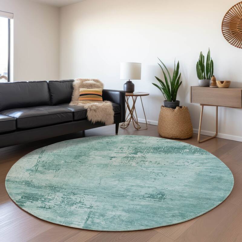 Premium Washable Super Soft Casual Abstract Mayfield Rug - Teal - 8' x 8'