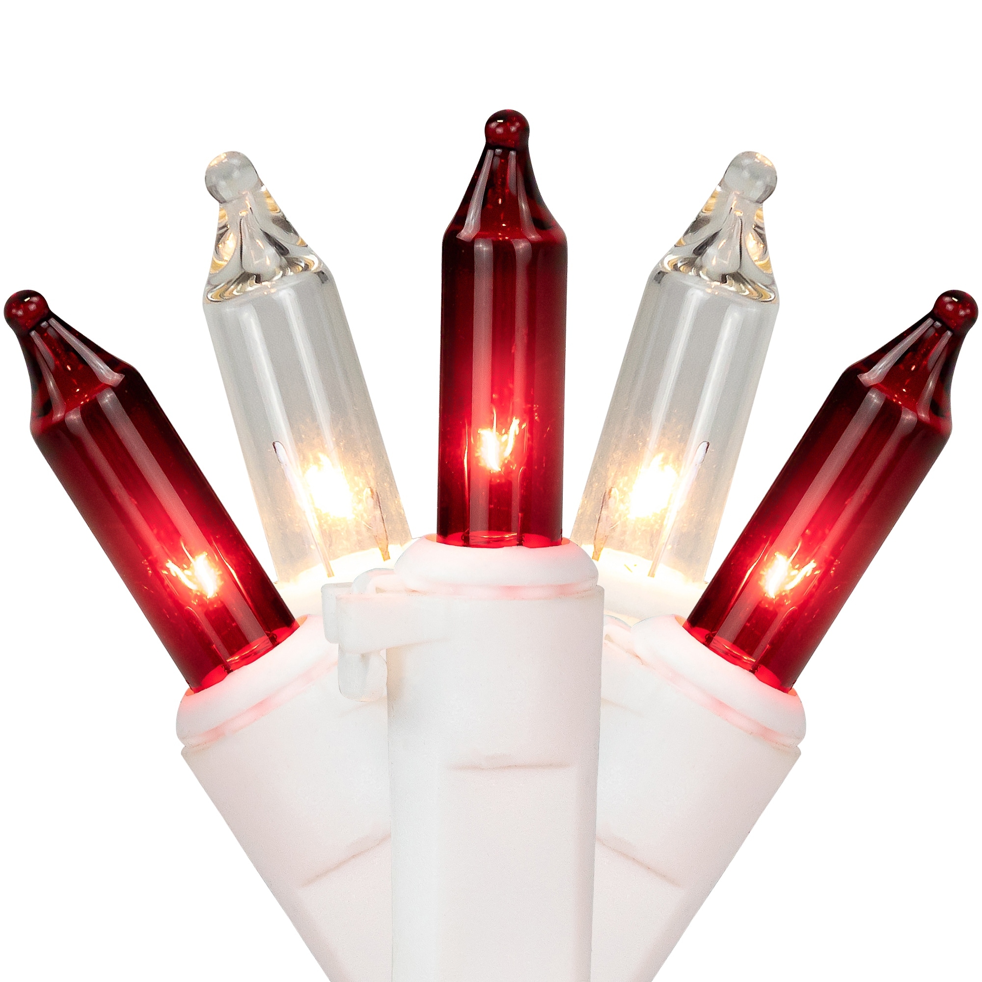 100-Count Red and Clear Mini Christmas Light Set 20.25ft White Wire - 20.25'