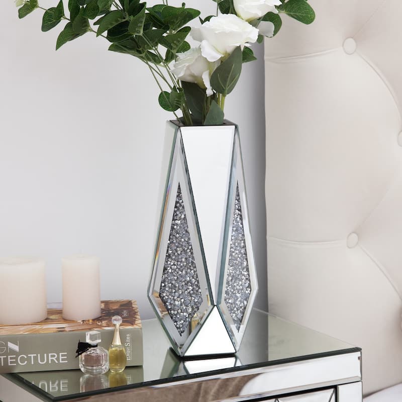 Mirrored Diamond Vase for Flower - Silver