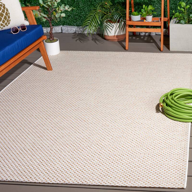 SAFAVIEH Sisal All Weather Tishie Indoor/Outdoor Waterproof Patio Backyard - 6'7" x 9'6" - Ivory/Natural