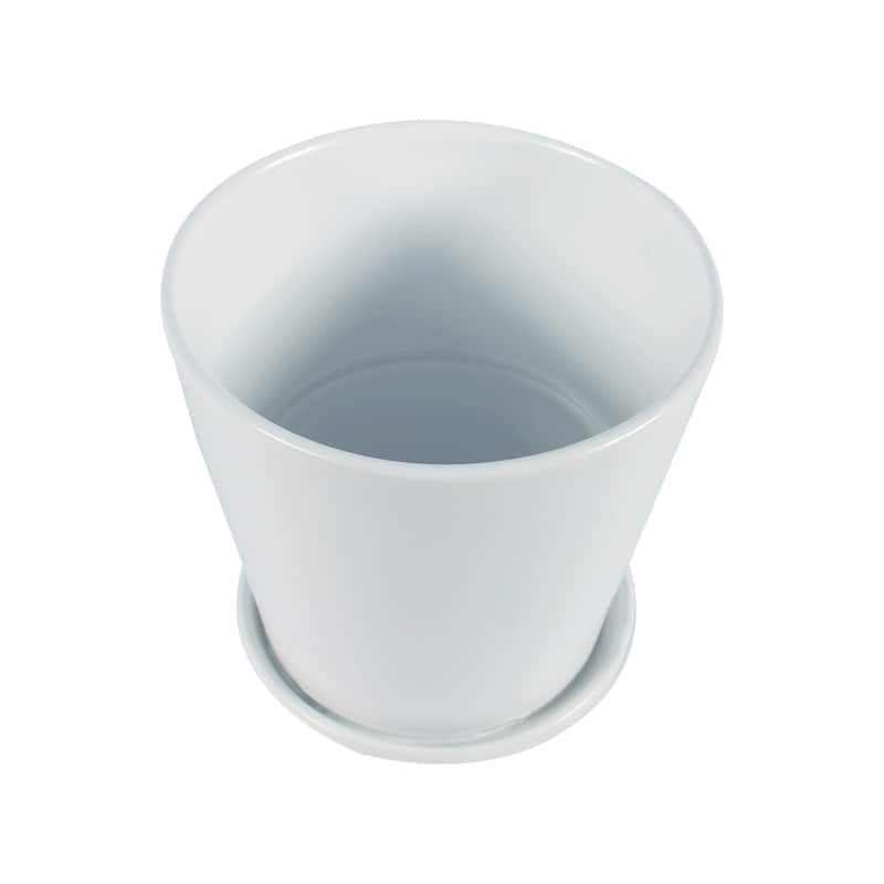 Pansy Ceramic Planter Set with Dish 2-pack