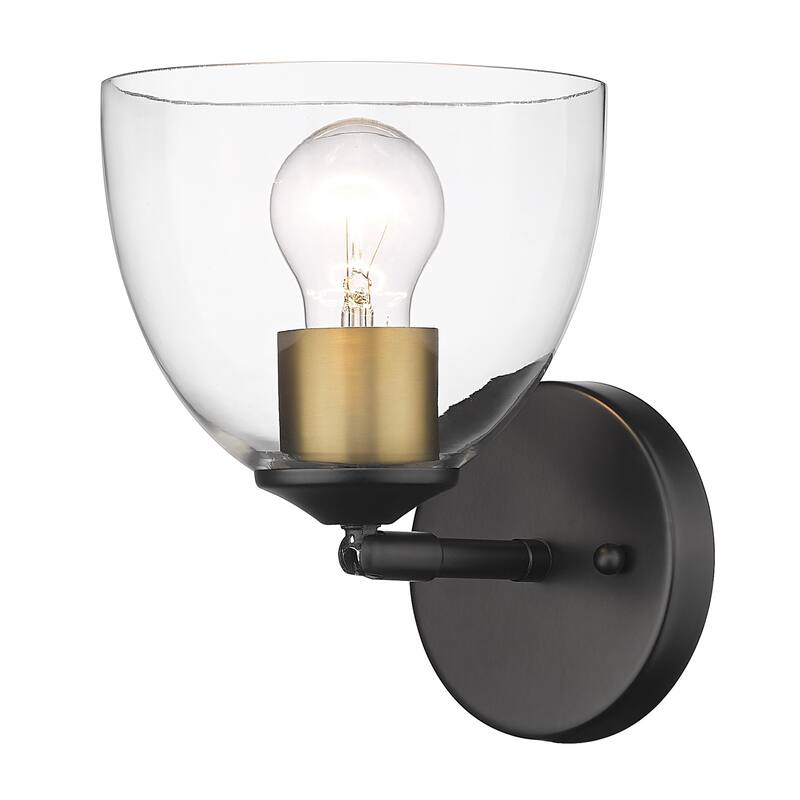 Roxie 1 Light Wall Sconce - Matte Black with Clear Glass
