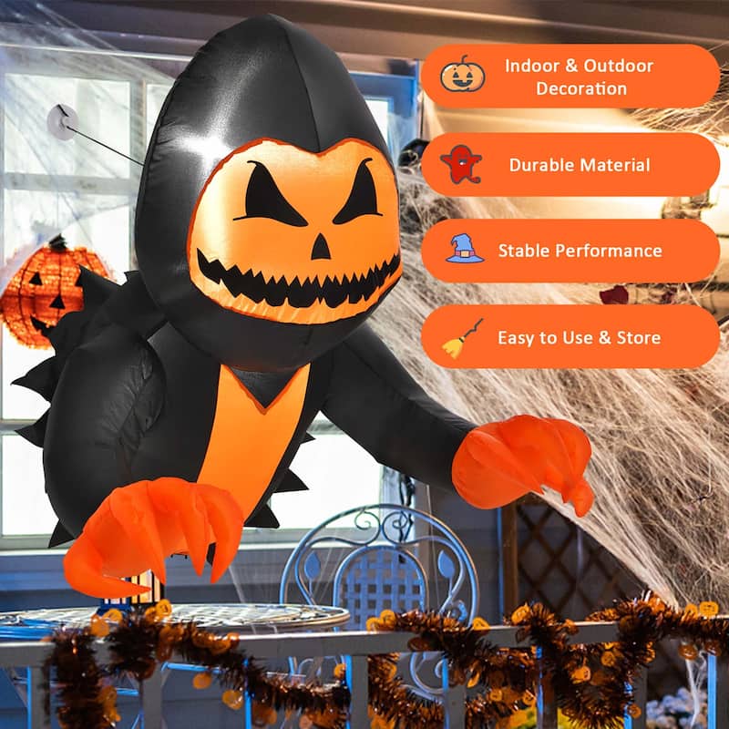 Costway 3.3 FT Halloween Inflatable Pumpkin Head Ghost Broke Out from - See Details