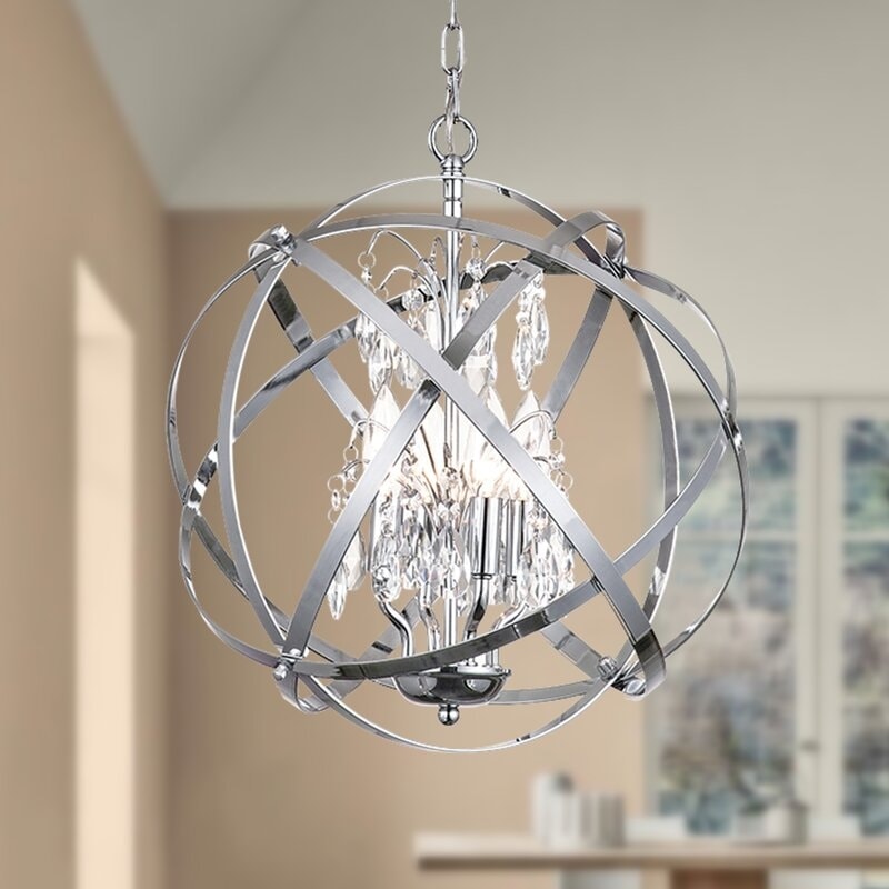 Maxax 4-Light Unique/Statement Globe Chandelier with Crystal-image